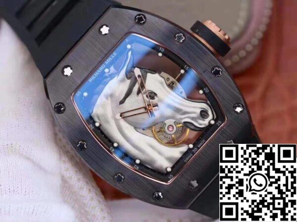 2 689 Richard Mille Polo Club Saint Tropez RM52-02 KV Fabriek 1:1 Beste Editie Zwitserse ETA8215 Zilveren Paard Wijzerplaat