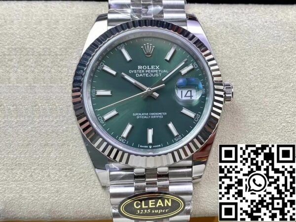 2 68 61547bac 912c 4b77 93c4 fa49c8b946e2 Rolex Datejust M126334-0027 41mm Cinturino Giubileo Pulito Quadrante Verde Menta di Fabbrica