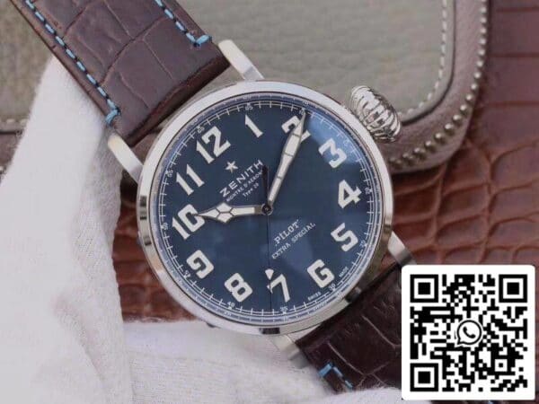 2 703 Zenith Pilot Type 20 Extra Special XF Factory 1:1 Best Edition Svizzera ETA2824 Quadrante e lancette blu superluminati