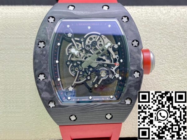 2 73 d4a0abad 7d89 4109 b63c 91fd5e2d45d8 Richard Mille RM055 1:1 Meilleure édition KV Factory V2 Bracelet en fibre de carbone rouge