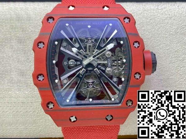 2 76 2343bdb4 a748 4d5b b0e5 ebb6d605397f Richard Mille RM12-01 Tourbillon 1:1 Best Edition RM Factory Caixa em fibra de carbono vermelha