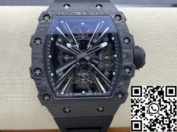 2 77 9ac5d006 e13b 4ad3 a55d b9e305ae7ae9 Richard Mille RM12-01 Tourbillon 1:1 Best Edition RM Factory Black Skeleton Dial