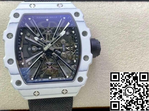 2 78 b7e6582b fa03 410d 8b48 28acd2fde9fe Richard Mille RM12-01 Tourbillon 1:1 Best Edition RM Factory Weißes Kohlefasergehäuse