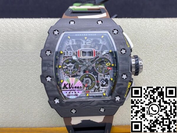 2 79 52CEB95B 4A2F 41D7 BD2B 5A4F60D989F6 Richard Mille RM-011 1:1 베스트 에디션 KV 팩토리 V2 카본 파이버 카모 스트랩