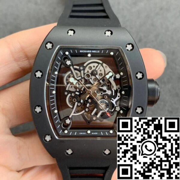 2 87 ddd8fdb0 6da4 4cd8 9939 5feefbcc1e6b Richard Mille RM055 1:1 Best Edition KV Factory V2 Black Ceramic Rubber Strap