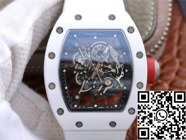 2 88 04a5dd69 bd3c 4590 869c b747c6cb0828 Richard Mille RM055 1:1 Best Edition KV Factory Ceramic White Rubber Strap