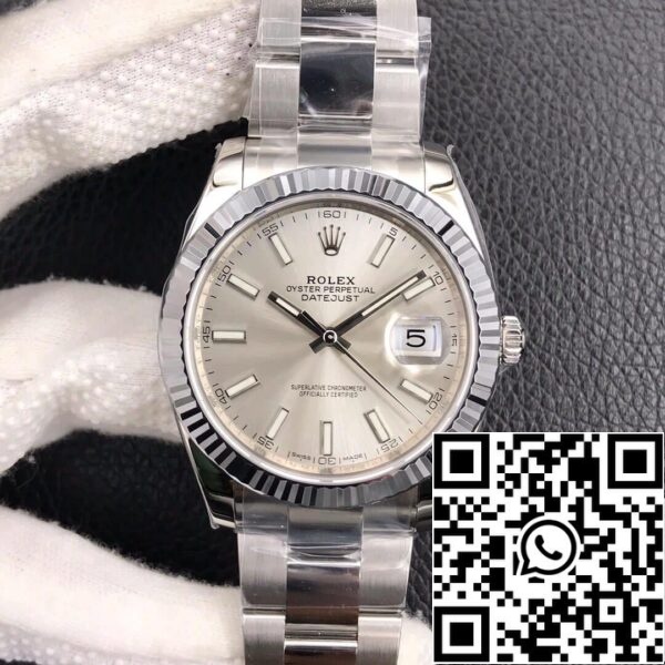 2 8 ad8c70c7 779a 44a1 b727 6358f0ce358a Rolex Datejust M126334-0003 1:1 Best Edition VS Factory ezüst számlap