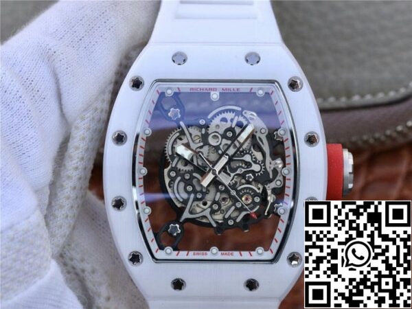 2 92 40102f1f c165 47df 80d7 eaebd8df7fc8 Richard Mille RM055 1:1 Best Edition KV Factory Biały gumowy pasek