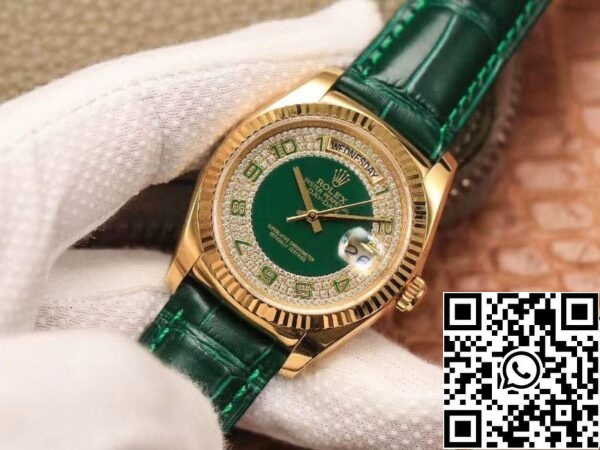 2 93 Rolex Day-Date 118138 1:1 Best Edition green dial with diamonds Swiss ETA2836