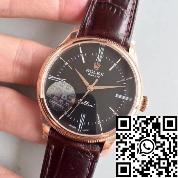 3 102 Rolex Cellini 50505 MKS Фабрика 1:1 Най-доброто издание швейцарска ETA3132 черен циферблат