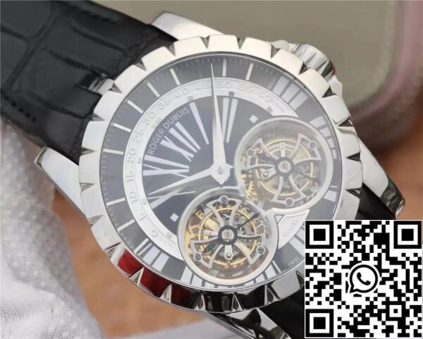 3 102 89722377 b7db 4124 a9e1 4b7e966ab940 Roger Dubuis Excalibur RDDBEX0291 1:1 Best Edition JB Factory Tourbillon Fehér kagyló Fekete számlap