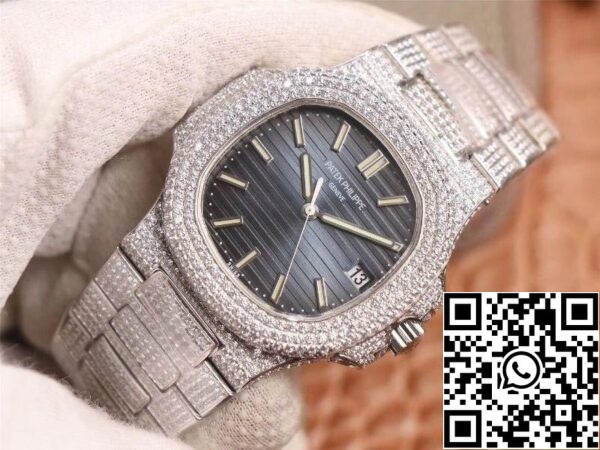 3 105 b5dc1197 fb4f 4b30 87ed 2561a105990f Patek Philippe Nautilus 5719-10G Silver Diamond 1:1 Best Edition R8 Factory Gradient Grey Dial Swiss Cal.324 S‌ C