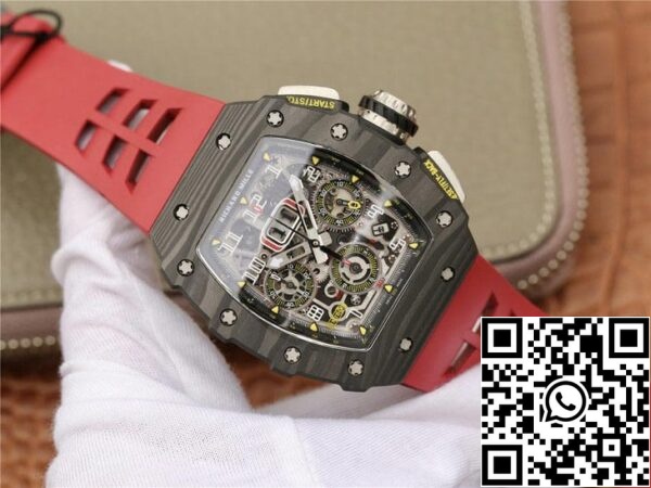 3 114 a2d66870 1b83 40b6 87fd 57b1aebf8dbd Richard Mille RM11-03 1:1 Best Edition KV Factory Carbon Fiber Red Strap