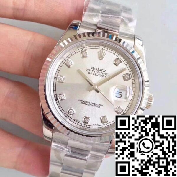 3 114 e3b1c649 5cc1 41a9 873b e5b63fce6f00 Rolex Datejust II 116334-0009 EW Factory 1:1 Best Edition Swiss ETA2836 Quadrante Argento Marcatore Diamante