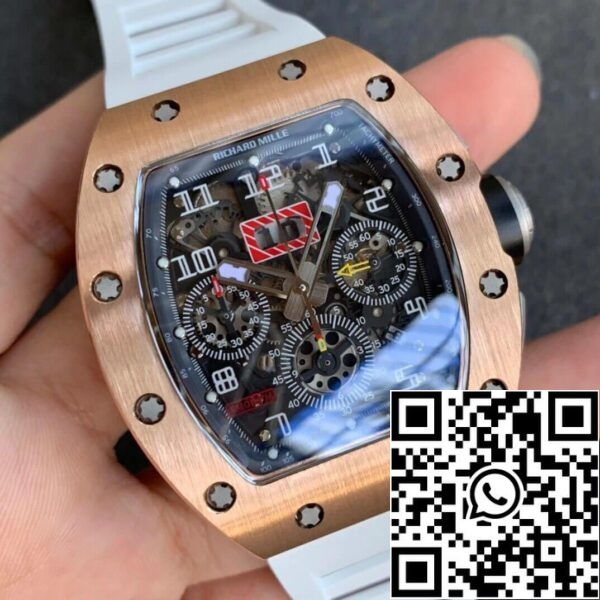 3 120 0f774246 c815 4771 ae0d 0b7d0999f09d Richard Mille RM11 1:1 Best Edition KV Factory Ouro rosa Bracelete branca