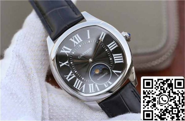 3 129 f7d229ac 6baa 40f5 a5b0 713f134d7e09 Drive De Cartier Moonphase WGNM0009 1:1 Best Edition Stainless Steel Black Dial