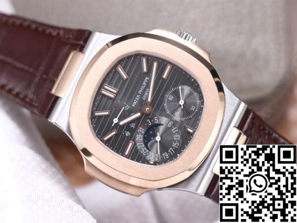 3 132 b1ed208f 7de2 488c bcef 66c2b0acbd37 Patek Philippe Nautilus 5712GR-001 1:1 Best Edition PF Factory Rose Gold Leather Belt