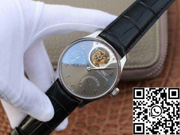 3 150 44e0c64d 5e60 4ac0 a5f5 14f5c18529f6 IWC portugál IW504210 Tourbillon 1:1 Best Edition Slate szürke számlap fekete bőrszíjjal svájci ETA Tourbillon óramű