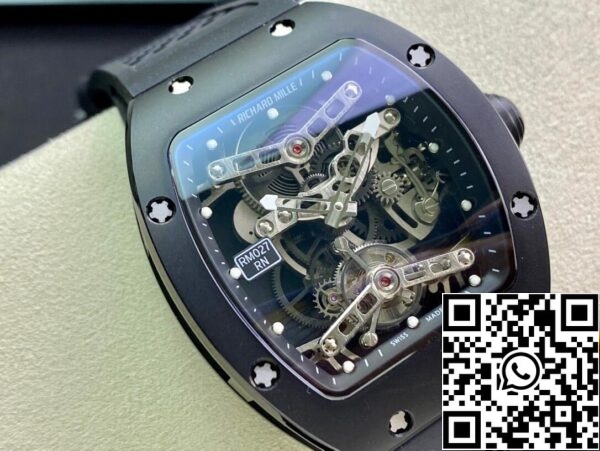 3 152 724a1114 5d55 49de 8d38 68c4b7fc563b Richard Mille RM027 1:1 Best Edition EUR Fabriek Transparante Zwarte Wijzerplaat