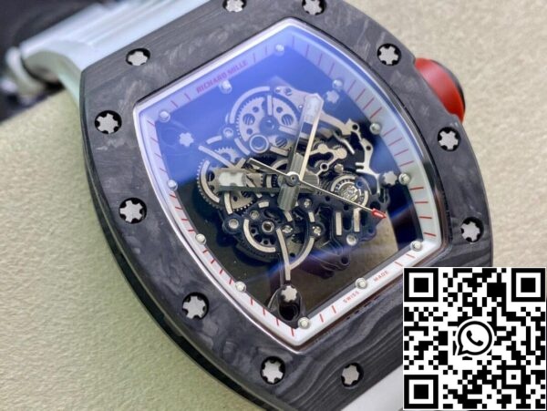 3 164 266f3c61 4e44 4650 9248 2608f70fe883 Richard Mille RM055 1:1 Best Edition KV Factory V2 Hvid gummirem