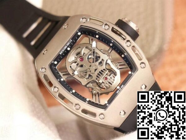 3 16 3b0869eb 150e 48d4 9297 0f4d6f5bf10d Richard Mille RM052 1: 1 Best Edition ZF Factory Silver Skull Dial Swiss Movement