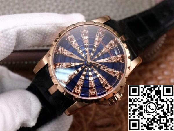 3 178 Roger Dubuis Excalibur RDDBEX0684 1:1 Best Edition ZZ Factory Rose Gold Blue Dial Swiss ETA9015