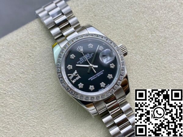 3 19 Rolex Datejust 28MM 1:1 Best Edition BP Factory Diamantbesatz Schwarzes Zifferblatt