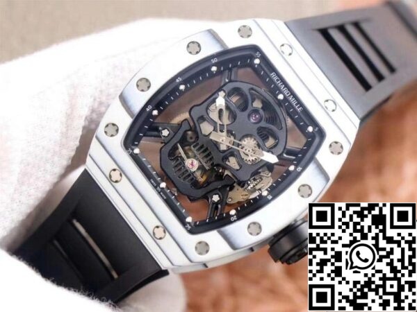 3 190 Richard Mille RM052-01 1:1 Mejor edición JB Factory Tourbillon suizo de cerámica blanca