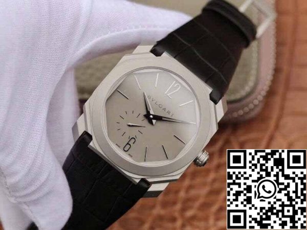 3 1 fc4f733e 0481 4f05 ae43 f9fb933deda7 Bvlgari Octo Finissimo Extra Thin Automatic 103035 Мужские часы 1:1 Best Edition Swiss BVL193 Черный кожаный ремешок