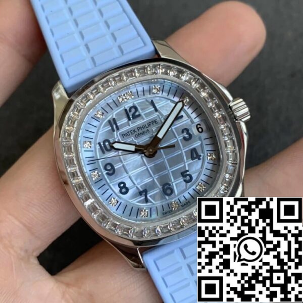 3 200 Patek Philippe Aquanaut 5072G-001 1:1 Best Edition PPF Factory 18k White Gold Light Blue Dial