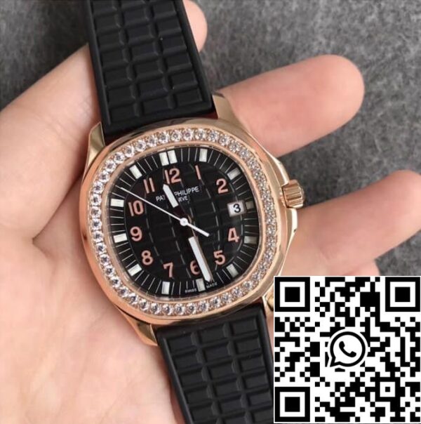 3 202 26cb74d7 df0b 4ebe 82ea 91fb30465f80 Patek Philippe Aquanaut 1:1 Best Edition PPF Factory Diamond Rose Gold Black Dial