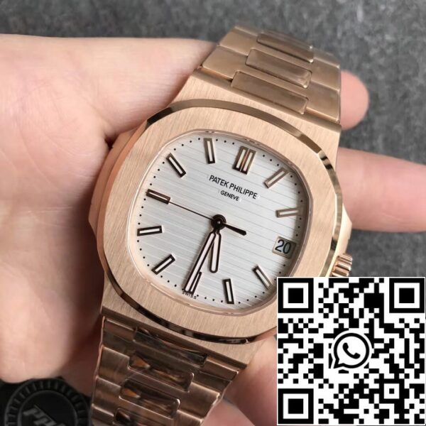 3 220 Patek Philippe Nautilus 5711/1R-001 1:1 Best Edition PPF Factory V4 Rose Gold Valkoinen Dial Sveitsin ETA324