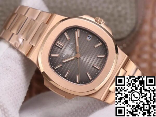 3 222 Patek Philippe Nautilus 5711/1R-001 1:1 Mejor Edición PPF Factory V4 Oro Rosa Esfera Marrón Suizo ETA324