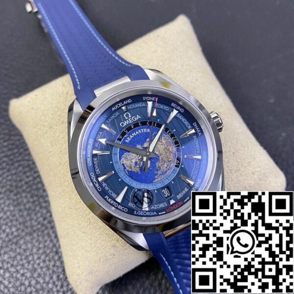 3 224 Omega Seamaster Aqua Terra GMT Worldtimer 220.12.43.22.03.001 1:1 Best Edition VS Factory Quadrante blu