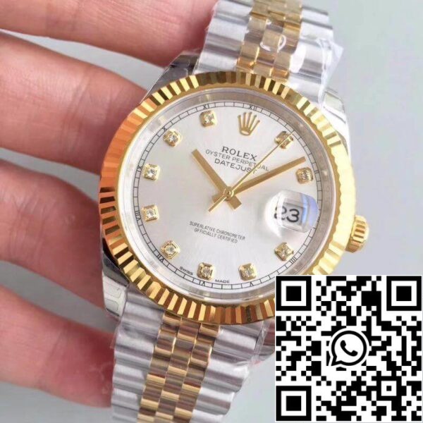 3 237 Rolex Datejust 41 126333 Mostrador prateado 1:1 Best Edition Swiss ETA3255 Aço inoxidável 410L e bracelete em ouro amarelo de 18K