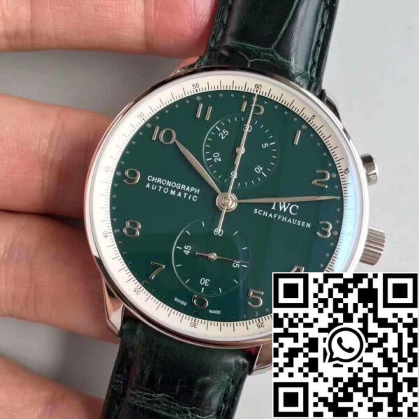 3 248 IWC Portuguese YL Factory 1:1 Best Edition Swiss ETA69355 Zielona tarcza ze srebrnymi znacznikami