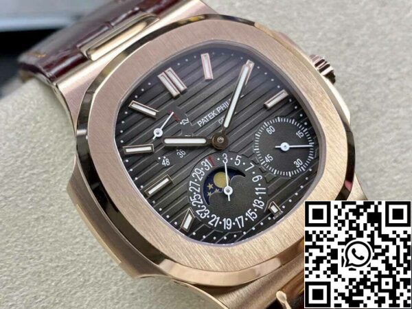 3 26 371d928a 4a92 4ddf b736 c645b00fcd39 Patek Philippe Nautilus 5712 1:1 Best Edition ZF Factory Brown Leather Strap Grey dial