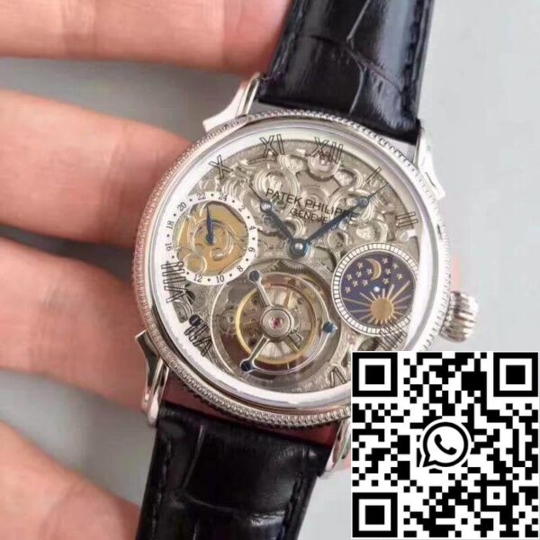 3 293 Patek Philippe Tourbillon Moonphase 1:1 Best Edition Tourbillon svizzero scheletrato e quadrante bianco