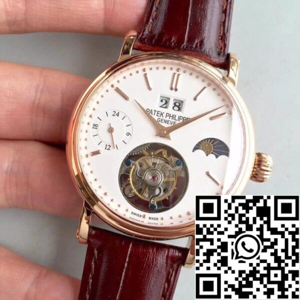 3 302 Patek Philippe Tourbillon Maanfase 24 uur gangreserve 1:1 Beste Editie Zwitsers Tourbillon Witte Wijzerplaat