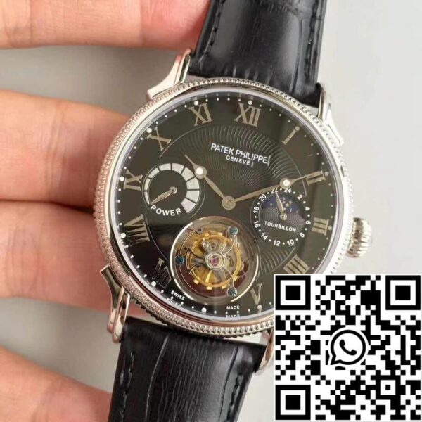 3 305 Patek Philippe Tourbillon Maanfase 1:1 Beste Editie Zwitsers Tourbillon Zwarte Wijzerplaat