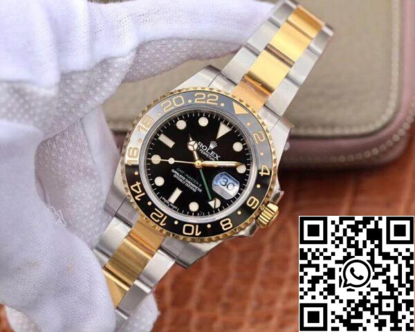 3 33 54908e6c bac1 4d79 ab87 5a0adb2dd595 Rolex GMT Master II 116713 LN 40mm EW Фабрика 1:1 Най-добро издание Швейцарска ETA2836 гривна от неръждаема стомана с два тона