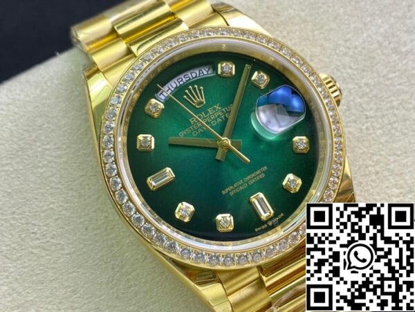 3 35 Rolex Day Date M128348RBR-0035 1:1 Beste Editie EW Fabrieks Gradiënt Groene Wijzerplaat