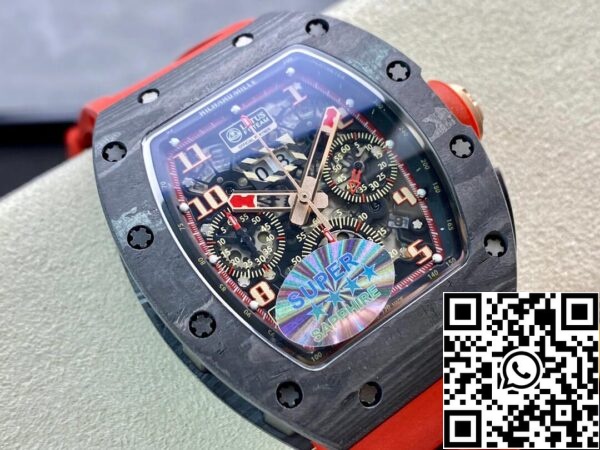 3 3 fe4cc033 aa42 4739 b6bb b21d670b9f44 Richard Mille RM011 1:1 Best Edition KV Factory V3 Red Rubber Strap