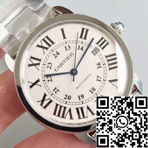 3 407 Ronde Solo De Cartier W670101 ZF Factory Miesten kellot 1:1 Paras painos Sveitsin ETA9015 White Dial Musta Dial