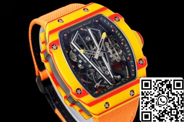 3 44 e8abee83 e0a2 4b2f a1ca 164c68237e8b Richard Mille RM27-03 Rafael Nadal Tourbillon 1:1 Best Edition RM Factory Fabric Narancs színű szíj