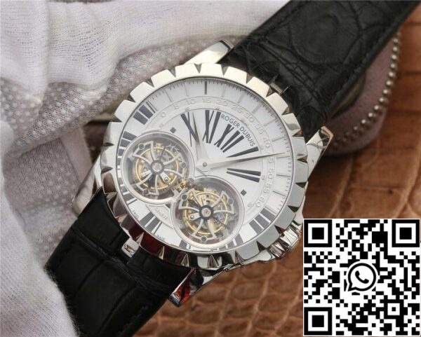 3 58 eb669127 960d 4fae 89fa 02d3a07f18de Roger Dubuis Excalibur RDDBEX0250 1:1 Mejor Edición JB Factory Tourbillon Esfera blanca