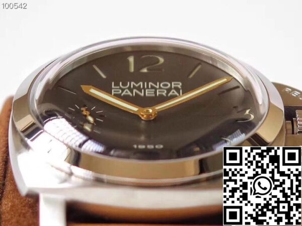 3 612 Panerai Luminor 1950 PAM127 ZF Factory 1:1 Best Edition Swiss ETA A6497 Brązowy pasek z miękkiej, brązowej skóry