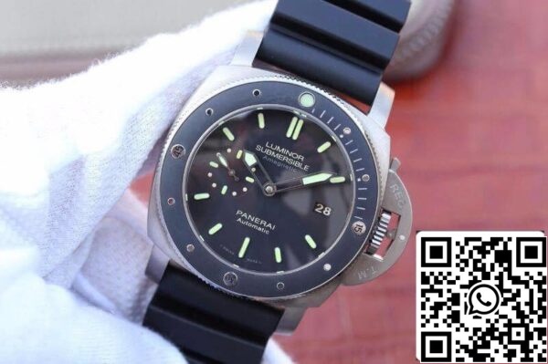 3 623 Panerai Luminor Submersible PAM389 VS factory 1:1 Best Edition Swiss ETA P9000 Cinturino in gomma nera