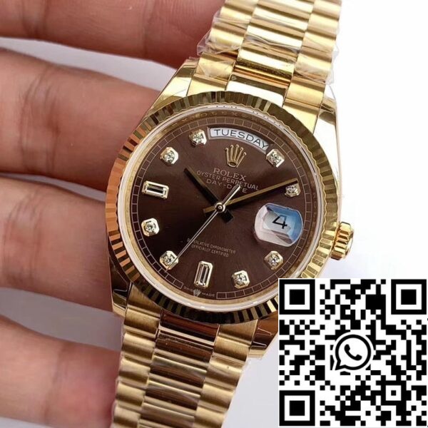 3 63 Rolex Day Date M128238-0022 1:1 Best Edition EW Gyári barna számlap svájci ETA3255