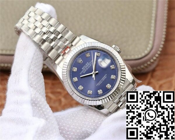 3 63 9d1ef39d 1278 4565 95cc ea434222177e Rolex Datejust M126234-0037 1:1 Best Edition GM gyári gyémántokkal kirakott kék számlapja